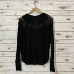 Free People Spring Valley Lace Trim Tunic Top - Black - Small Photo 2