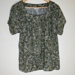 Christopher & Banks  | Petite Green Botanical Print Square Neck Blouse | PXL Photo 0