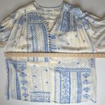 Ba&sh NWT  Chemise Isko Ecru Shirt Medium Blue Patchwork Lightweight Peasant Boho Photo 11