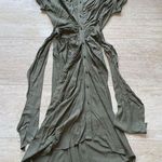 Mable Button Down Rushed collared‎ Green brunch Long Dress W Belt Size Small Photo 0