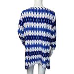 Chico's  Shirt Womens Large Blue White Geometric‎ Printed Top Art to Wear Artsy Photo 3