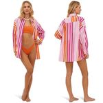 Beach Riot  Alexa‎ Striped Button Down Shirt in Sunset Size S/M Swim Coverup Photo 10