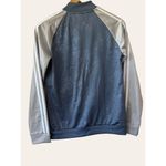 Adidas Floral Embossed Blue Zip Up Striped Sleeve Athletic Track Jacket Size S Photo 5