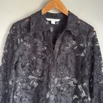 Diane Von Furstenberg  Lorelei Two Bloom Black Jacquard Lace Button down 6 Photo 4
