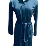J.Crew  Womens Long Sleeve Button Down Easy Knit Shirt Dress Navy Medium Size M Photo 0