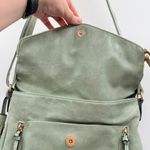 Sage Green Faux Leather Crossbody Bag Women’s Adjustable Strap Tassel Pocket Photo 11