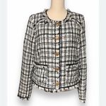 Walter Baker  Women Baca Jacket Size L Beige Tweed Fringe Trim Faux Leather Photo 8