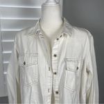 American Eagle  Woman’s M Shacket Oversized Off White Denim button down Shirt‎ Photo 1