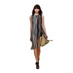 Akris $3990  48 US 16 Silk Striped Pleated Dress Black White Sheer Sleeveless Photo 1