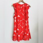 J.Crew  Factory Retro Red Ivory Flower print Flounce Flutter artsy Dress XS Photo 1