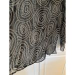 NICOLA Black White Chain Link Sheer Blouse Top XL Long Sleeve Button Up Photo 4