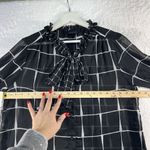 Who What Wear  Large Shirt Black Sheer Long Sleeve Button Up Tie Neck Blouse Top Photo 4