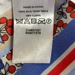 None Vintage Silk Square Scarf Blue Red Cherry Fruit Printed Border Whimsical Art Photo 3