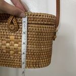 NWT Oval Tan Wicker basket crossbody boho handbag handmade leather accents Brown Photo 9