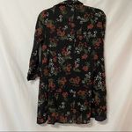ZARA Black Floral Print Button Down Shirt Tunic Womens XS Ruffled Romantic Photo 2