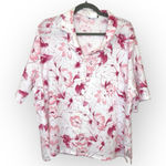 Bonworth Pink Floral Button Up Blouse Coastal Grandma Resortwear Vacation XL Photo 0