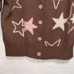 Celebrity Pink Women's Brown Star Print Button Front Cardigan Sweater size large Photo 5