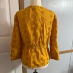 Madewell  Mustard Yellow Eyelet Faux Wrap Shirt Size Small Photo 2