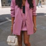 ZARA Blogger Fav Pink Printed Valentine’s Cuff Linen Blend Blazer Jacket… Photo 4
