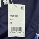 Trina Turk  Women's Navy Floral Bikini Bottom Size 10 Side Strap Gold Accent Swim Photo 9