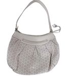 Brighton White Leather Laser Cut Floral Medallion Heart Charm Hobo Shoulder Bag Photo 1
