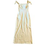 Billy J Frida Maxi Dress Yellow Satin Creamy Buttery Gown Size 14 Women's NWT Photo 7