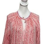 Poupette St. Barth Silk Tassel Print Tie Peasant Blouse Fringe Trim Top Womens S Photo 1