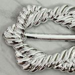 Vintage Metallic Silver Scarf Slide Shirt Tie Bar Belt Buckle Photo 2