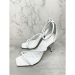Schutz  Sandals Size 5B White Leather Open Square Toe Stiletto Heel Ankle Strap Photo 1