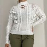 Torn By Ronny Kobo  white lace up ruffle sweater Photo 1