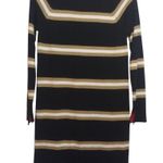 Lou & grey  Knit Striped Black and Gold Sweater Dress Bold Cuff Size XS Photo 0