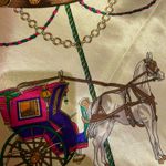 Vintage Royal EQUESTRIAN Horses and Carriages oversized square Silky Scarf 35/35 Multiple Photo 5