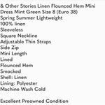 & Other Stories & Other Stories Linen Flounced Hem Mini Dress Mint Green Size 8 (Euro 38) Spring Photo 13