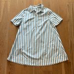 Old Navy  Teal and White Striped Shirt Dress Photo 7