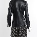 Roberto Cavalli RARE Class  Black Studded Fringe Statement Leather Coat Size 10 Photo 2
