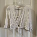 Indulge White Scoop Neck Tie Knot Front Crop Top M Photo 0