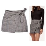 Wilfred Aritzia  Dorine Front Wrap Wool Blend Cashmere Mini Skirt gray & pink pla Photo 8