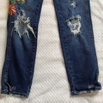 ZARA Trafaluc Size 2 Skinny Jeans Multicolor Boho Floral Embroidered Distressed Photo 2