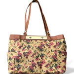 Patricia Nash Antique Rose Coated Linen Canvas Ria Tote Leather Trim Floral Tote Photo 0