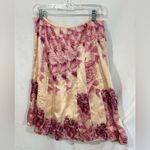 Ann Taylor 100% Silk A-Line Floral Skirt Pink Peony Print Beige Size 6 Photo 1