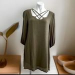 Anthropologie Entro Dress SMALL Bohemian Boho Green criss Cross Neck Photo 4