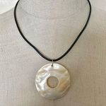 Abalone circle pendant necklace on cord Photo 0