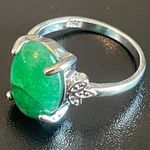 S925 silver green jade stone ring size 7.5 Photo 2