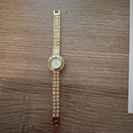 Anne Klein  Gold Plated Rhinestone Bling Watch Water Resistant Logo Face 7” Dress Photo 3