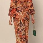 πRIXOπ Kamilla Cutout Midi Dress ~ Grace Paisley Canyon Paisley Small S NWOT Orange Photo 1