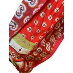 Free People  We the Free Women Small Blossom Thermal Top Red Bandana Sleeves Boho Photo 12