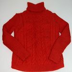 Vintage hand Knit cable knit turtleneck Sweater Fisherman Core C33 Red Photo 0