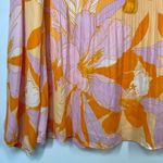 DR2 Women’s Floral Tie Front Long Sleeve Blouse Orange Purple Size Large Photo 1