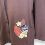 Vintage Breckenridge Cardigan Top Brown Fall Leaves Floral Detail Animal Print Size M Photo 2