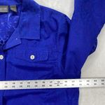 Chico's Additions by  Shirt Top Womens 2 US‎ L Blue Textured Floral Button Down Photo 1